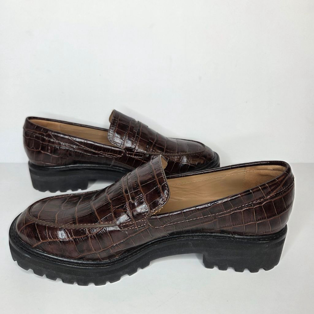 Everlane The Lug Loafer Brown Croc Embossed Women's Size 9.5 Euro 40 Platform - Picture 9 of 13